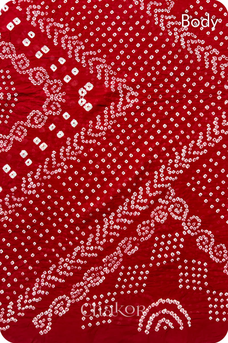 Red Bandhani Mul Cotton Saree