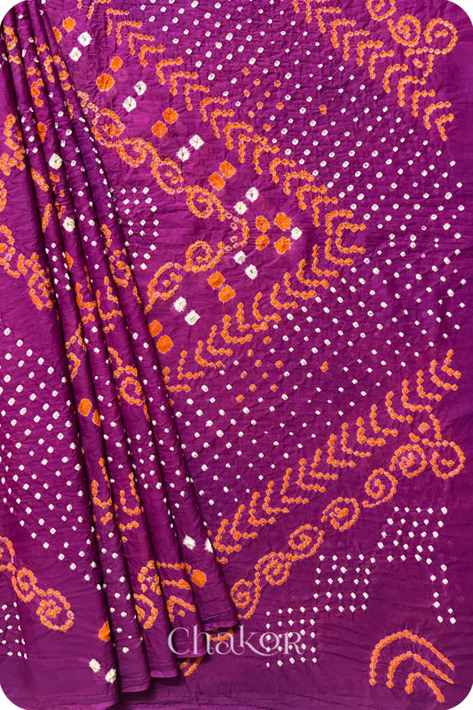 Magenta Bandhani Mul Cotton Saree