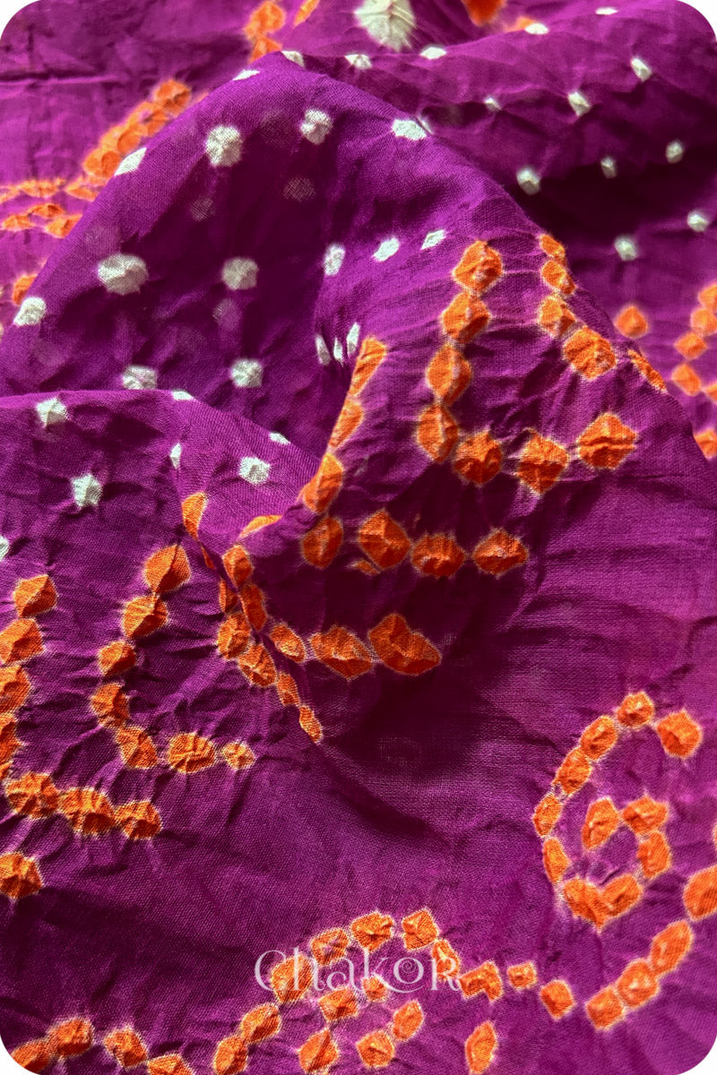 Magenta Bandhani Mul Cotton Saree