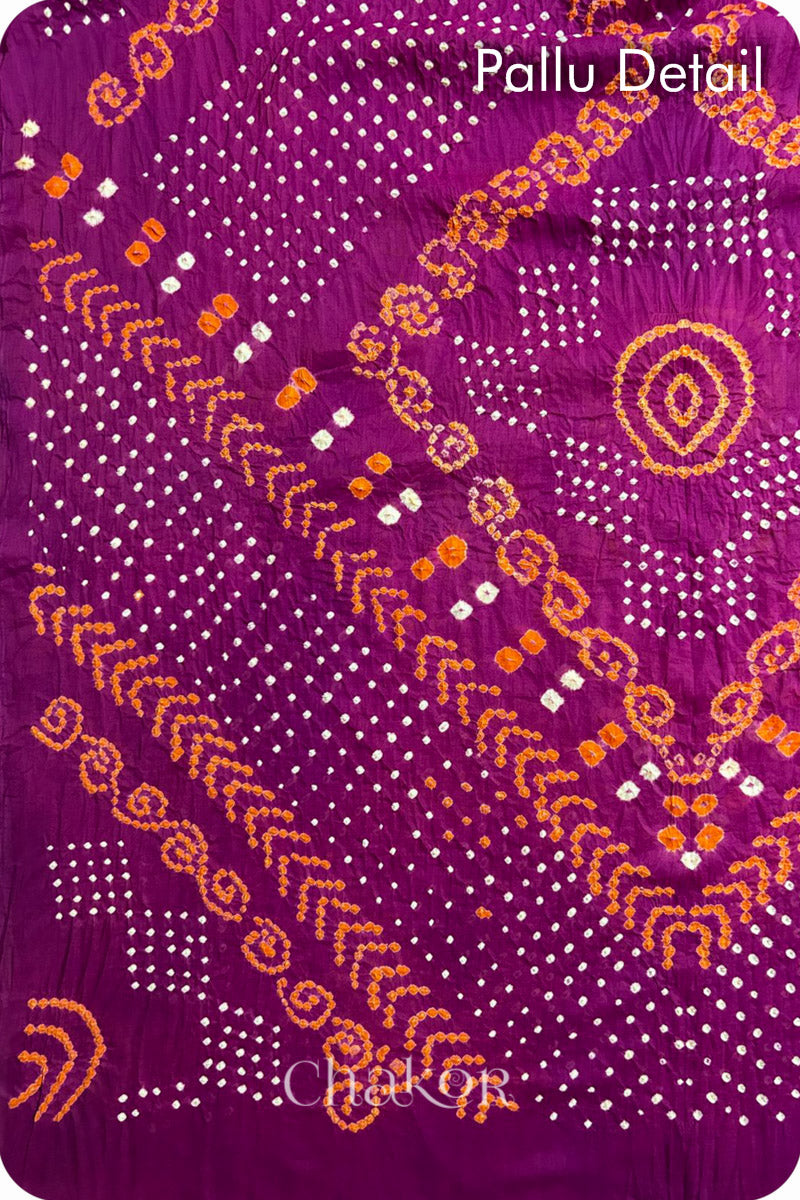 Magenta Bandhani Mul Cotton Saree