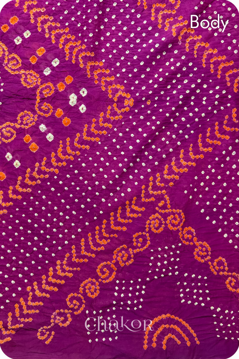 Magenta Bandhani Mul Cotton Saree