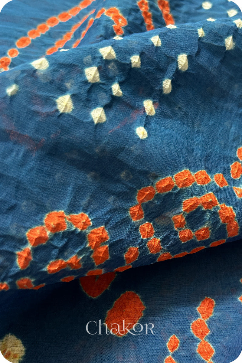 Indigo Bandhani Mul Cotton Saree