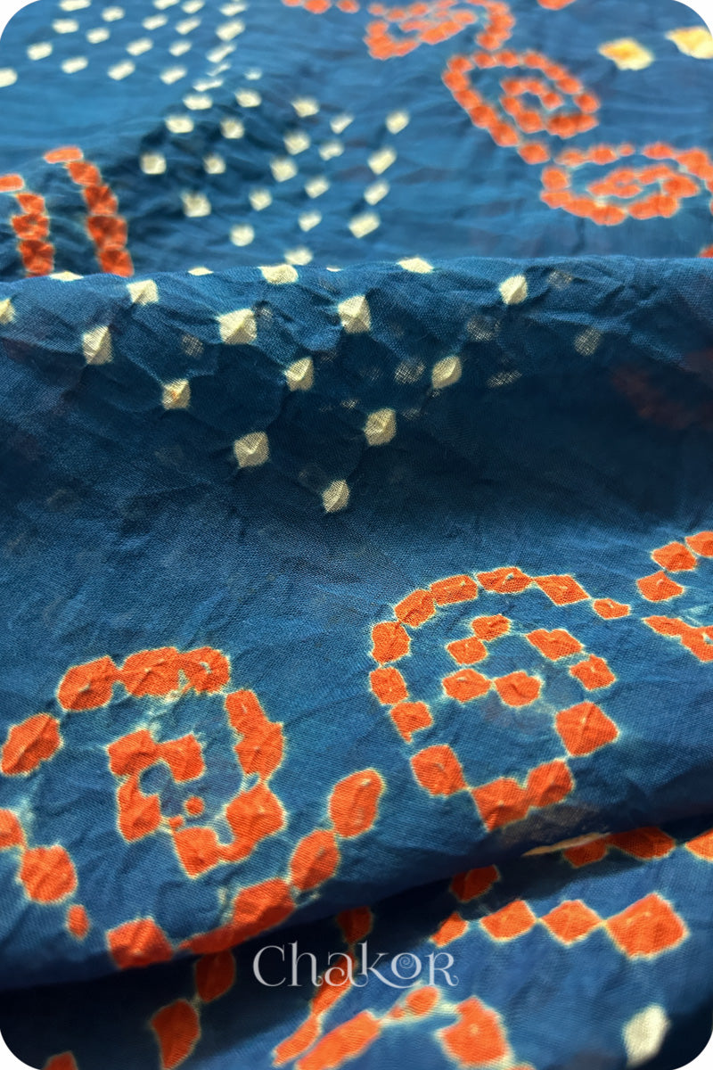 Indigo Bandhani Mul Cotton Saree