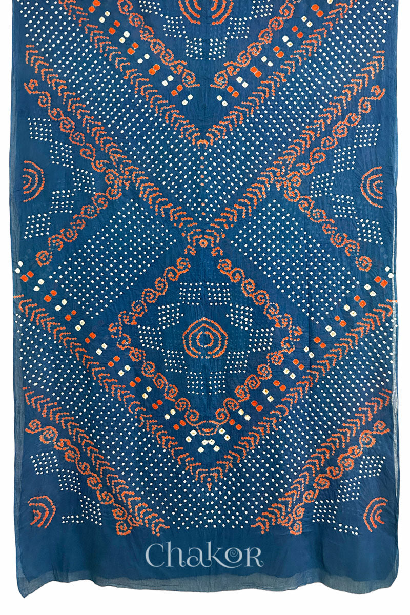 Indigo Bandhani Mul Cotton Saree