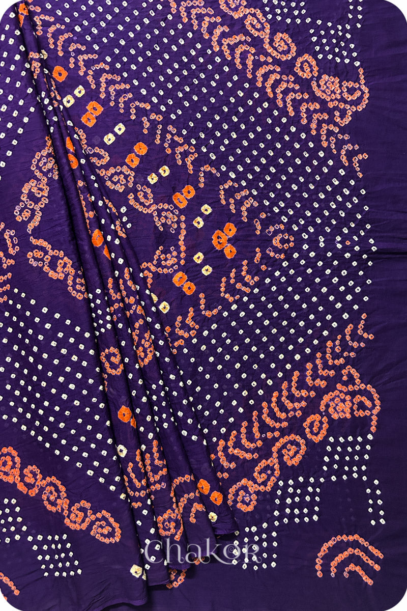 Purple Bandhani Mul Cotton Saree