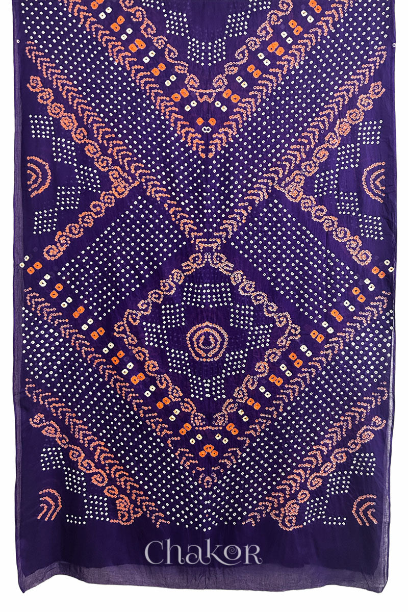 Purple Bandhani Mul Cotton Saree