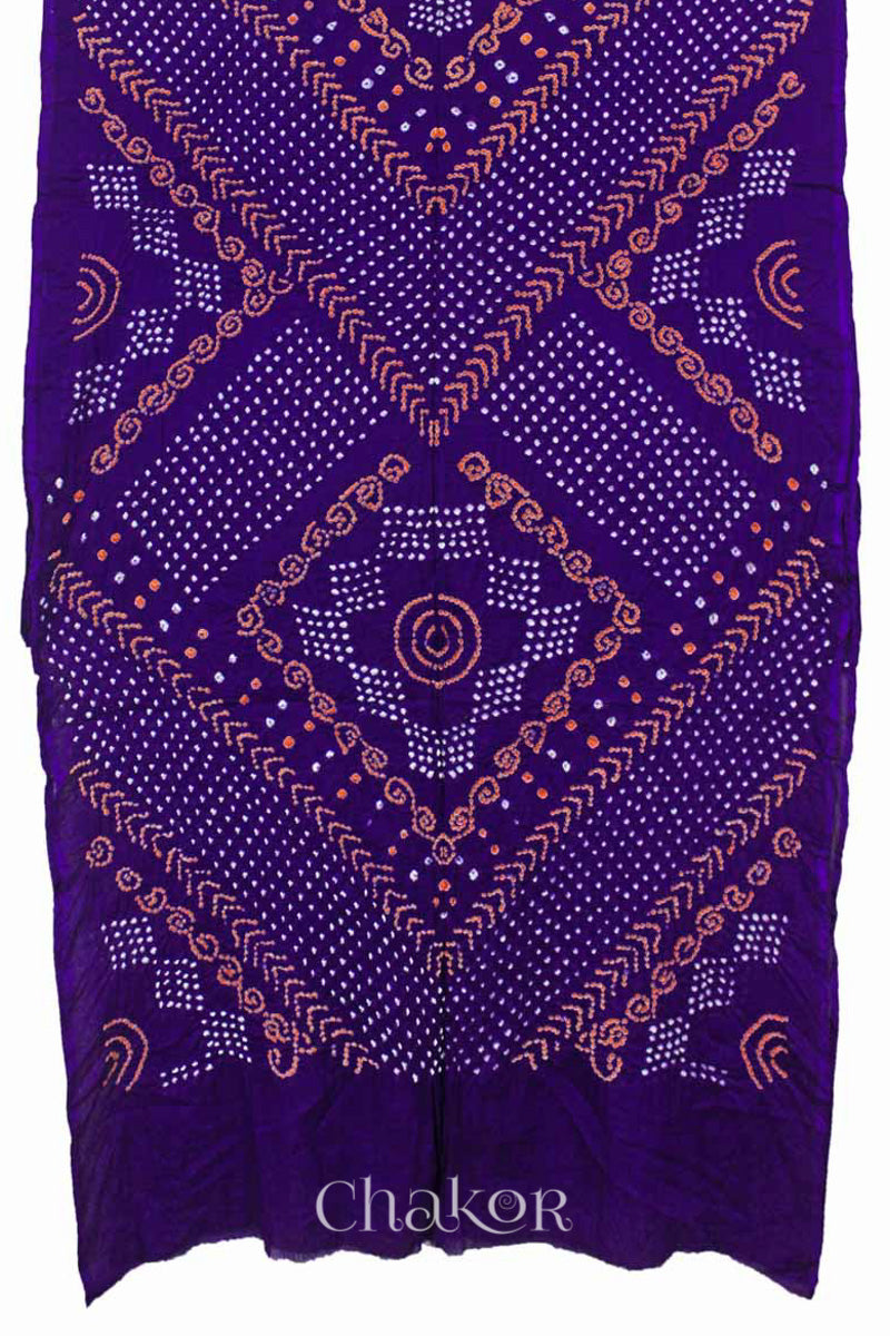 Handcrafted Purple Bandhani Mul Cotton Saree by Chakor