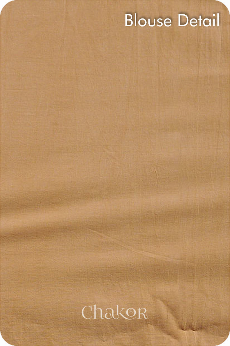 Handcrafted Beige Rust Bandhani Mul Cotton Saree by Chakor.