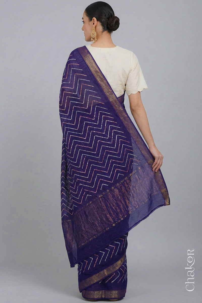 Deep Purple Bandhani Handloom Mangalgiri Cotton Saree