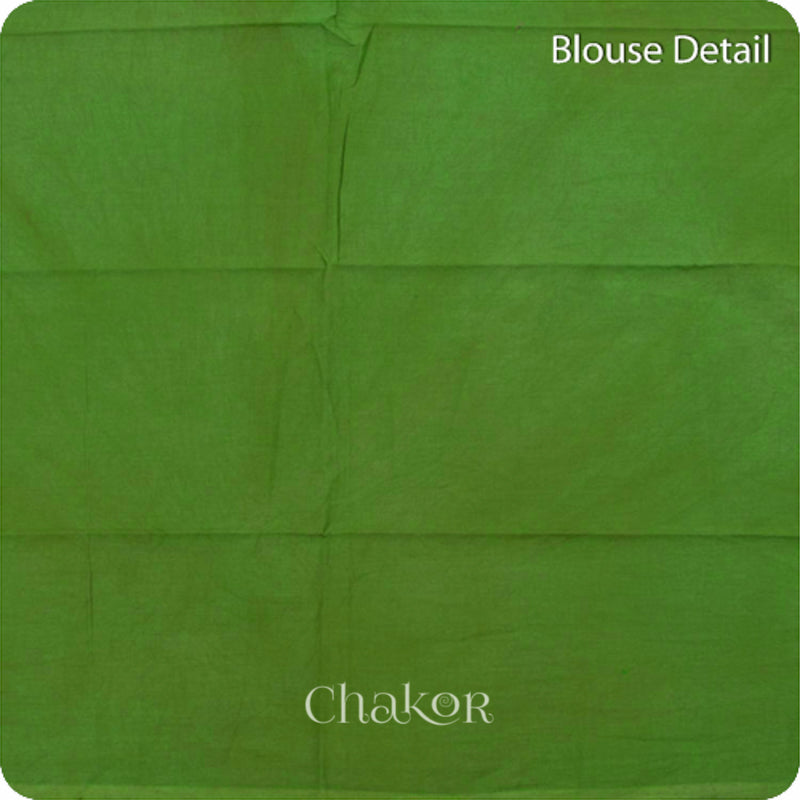 Traditional Mehendi Green Purple Bandhani Mul Cotton Saree by Chakor.