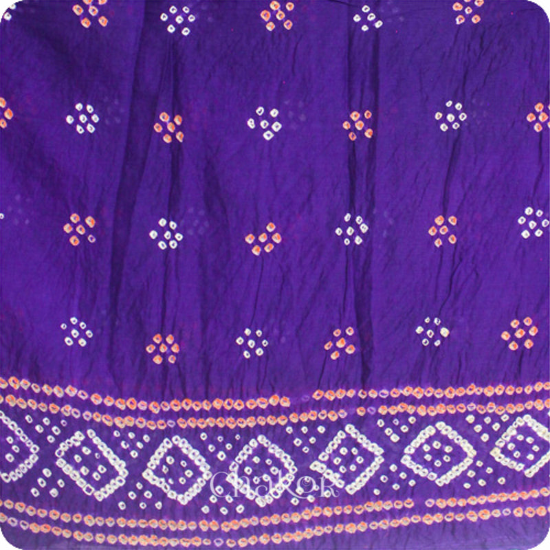 Traditional Purple Bandhani Mul Cotton Saree by Chakor.