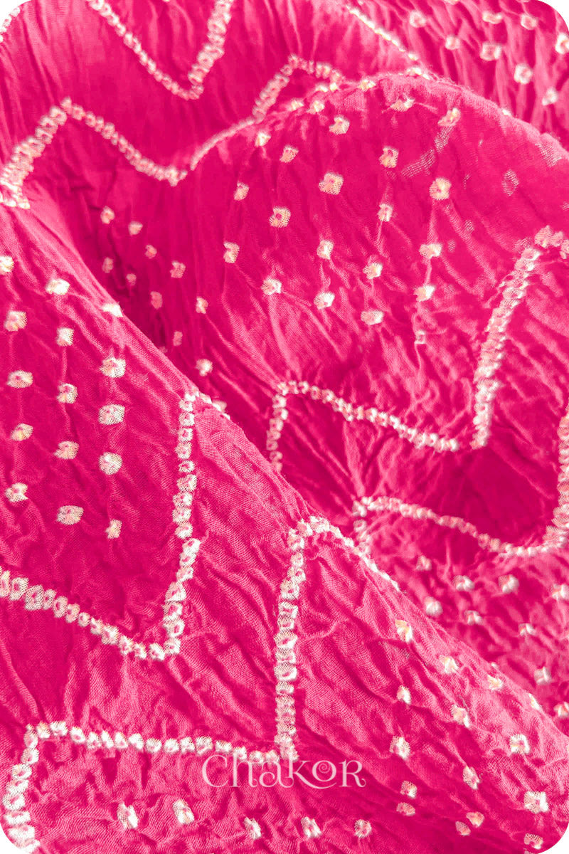 Pink Bandhani Khadi Cotton Saree for Women's clothing online by Chakor.