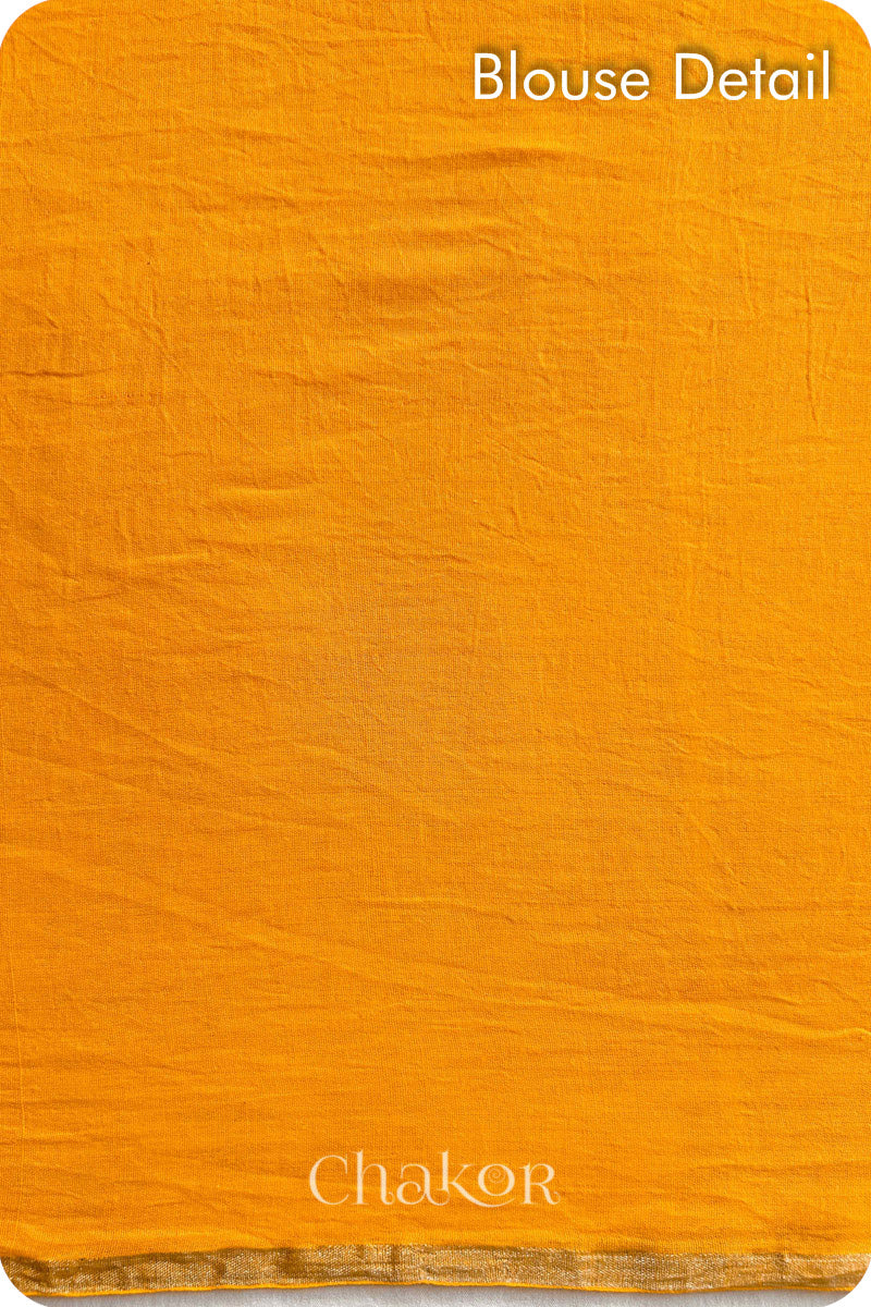 Yellow Bandhani Khadi Cotton Saree for Women's clothing online by Chakor.