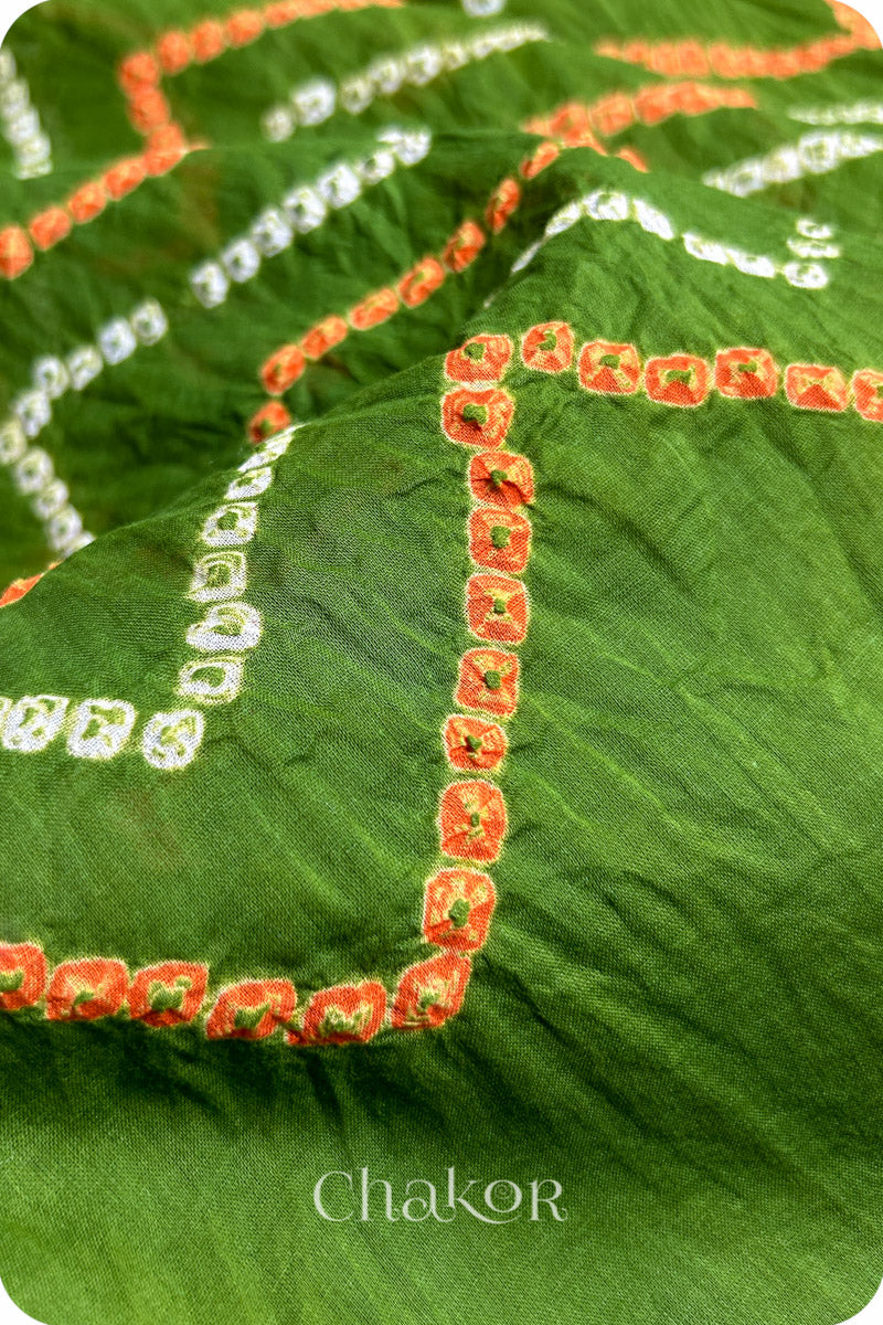 Mehendi Green Bandhani Mul Cotton Saree