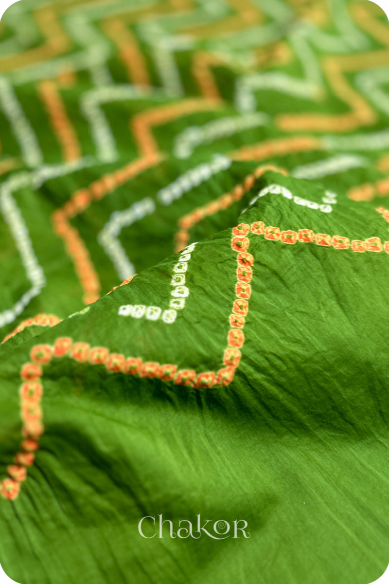 Mehendi Green Bandhani Mul Cotton Saree