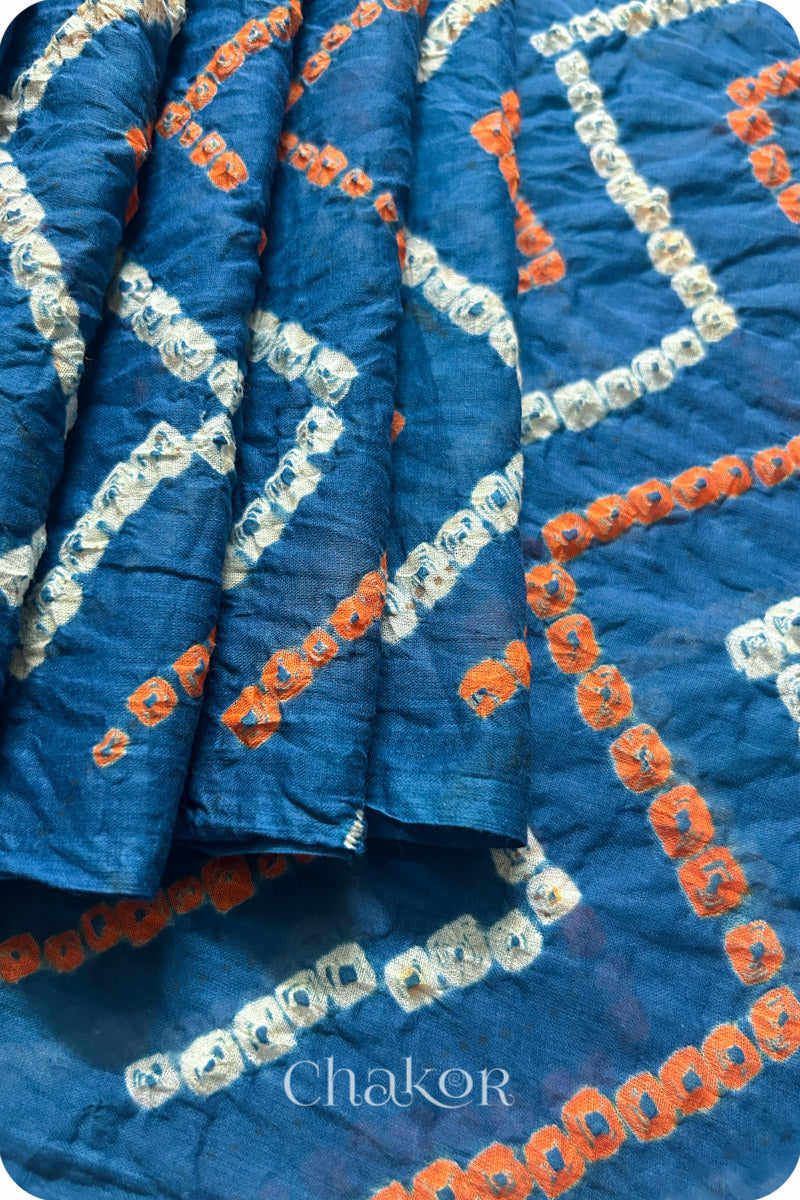 Indigo Bandhani Mul Cotton Saree