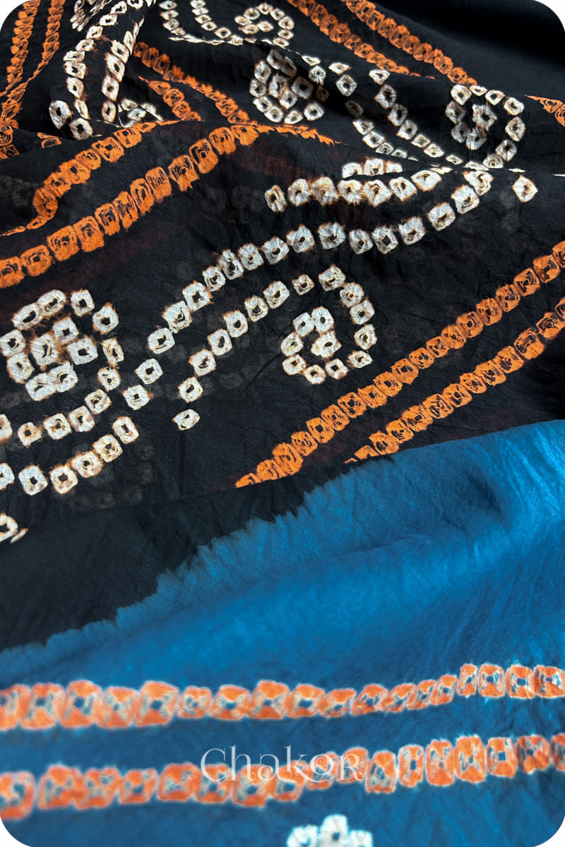 Black Indigo Bandhani Mul Cotton Saree