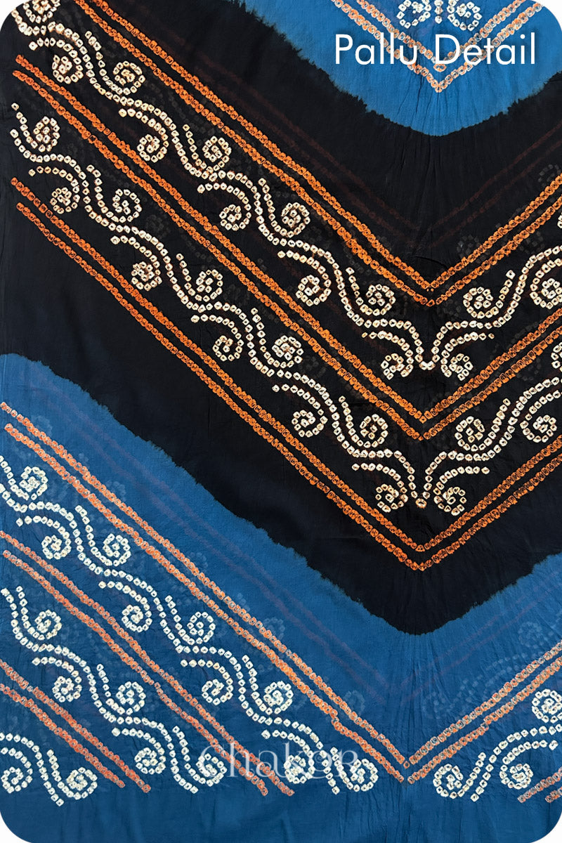 Black Indigo Bandhani Mul Cotton Saree