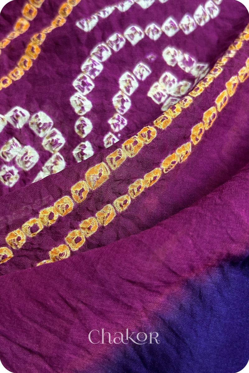 Purple Magenta Bandhani Mul Cotton Saree