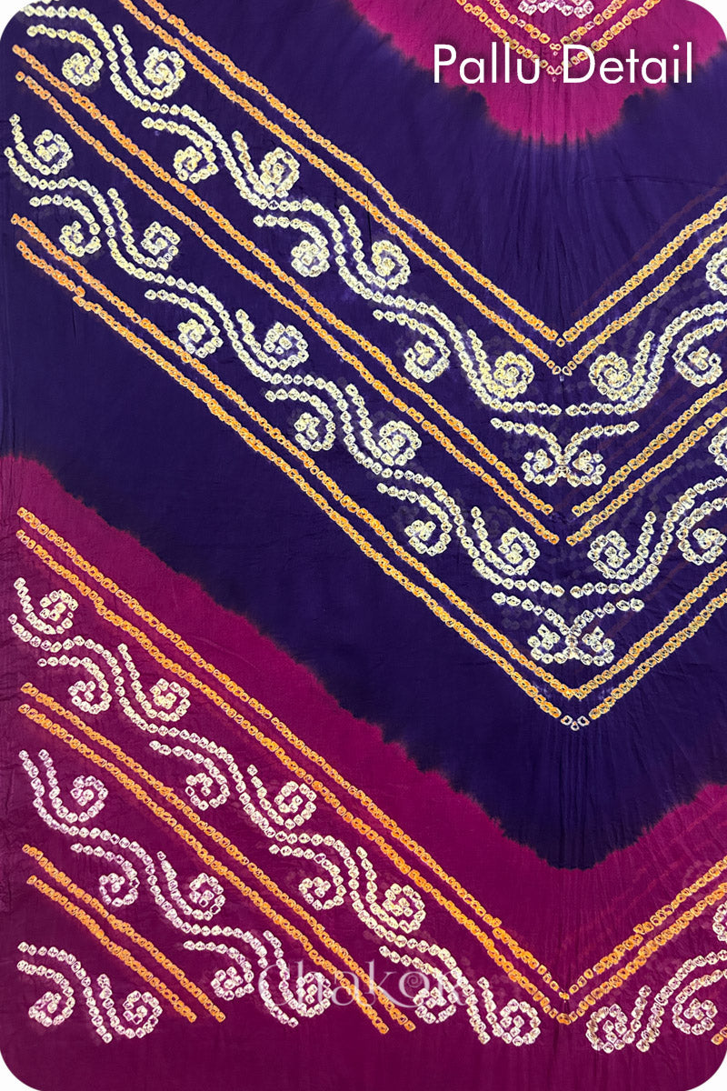 Purple Magenta Bandhani Mul Cotton Saree