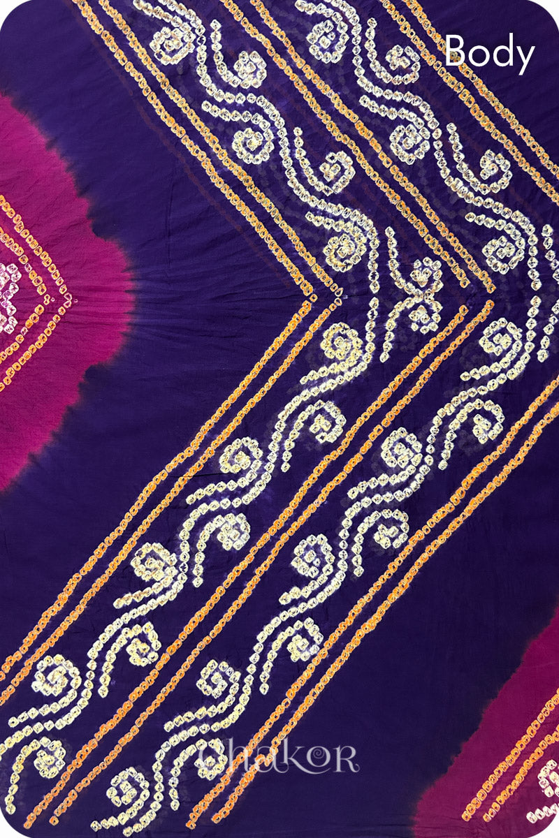 Purple Magenta Bandhani Mul Cotton Saree