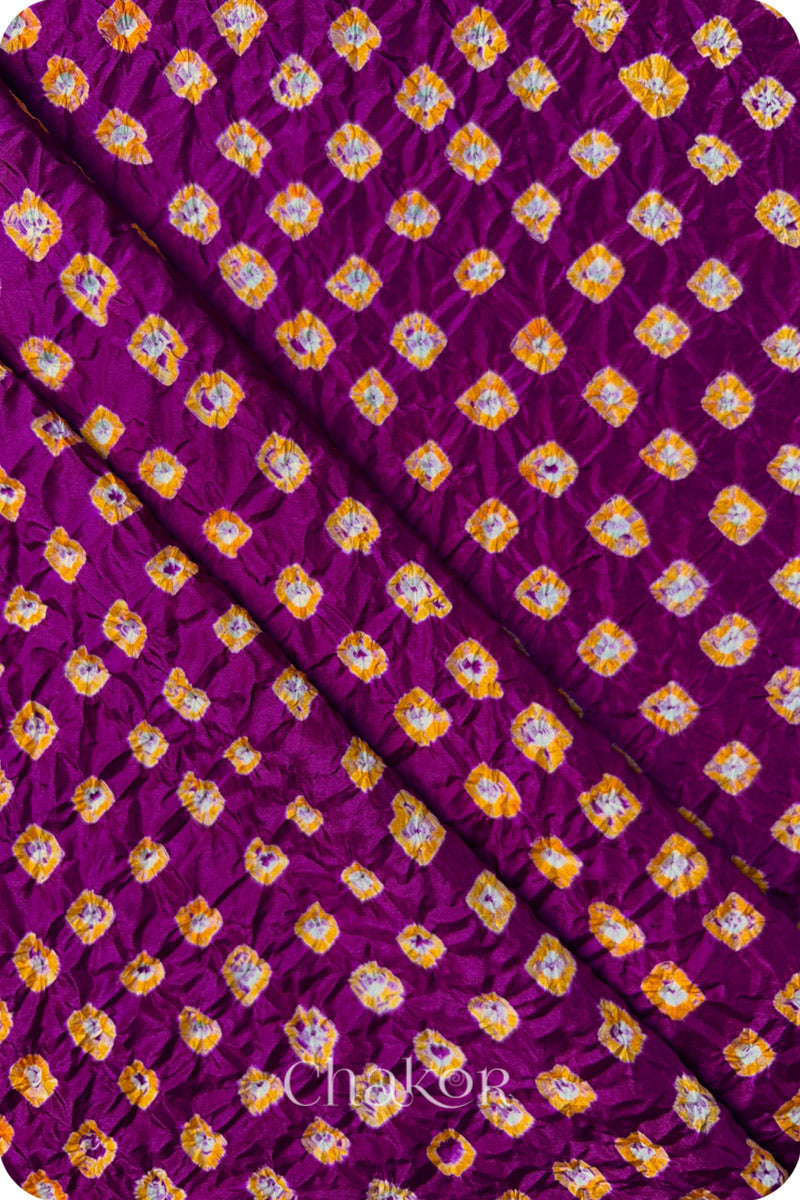 Magenta Bandhani Mulberry Silk Fabric - 3.25 mtrs