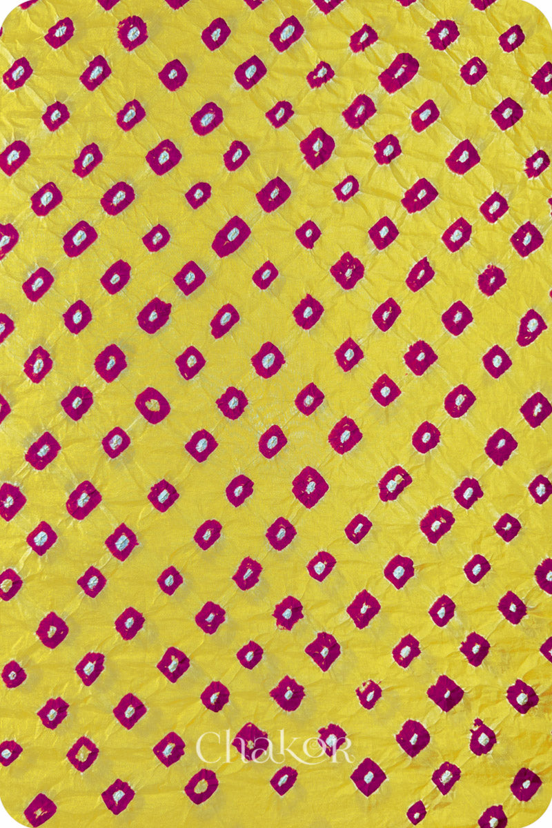 Yellow Bandhani Mulberry Silk Fabric - 3.25 mtrs