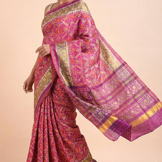 2200221-handloom-pink-patola-single-ikat-mulberry-silk-saree-chakor