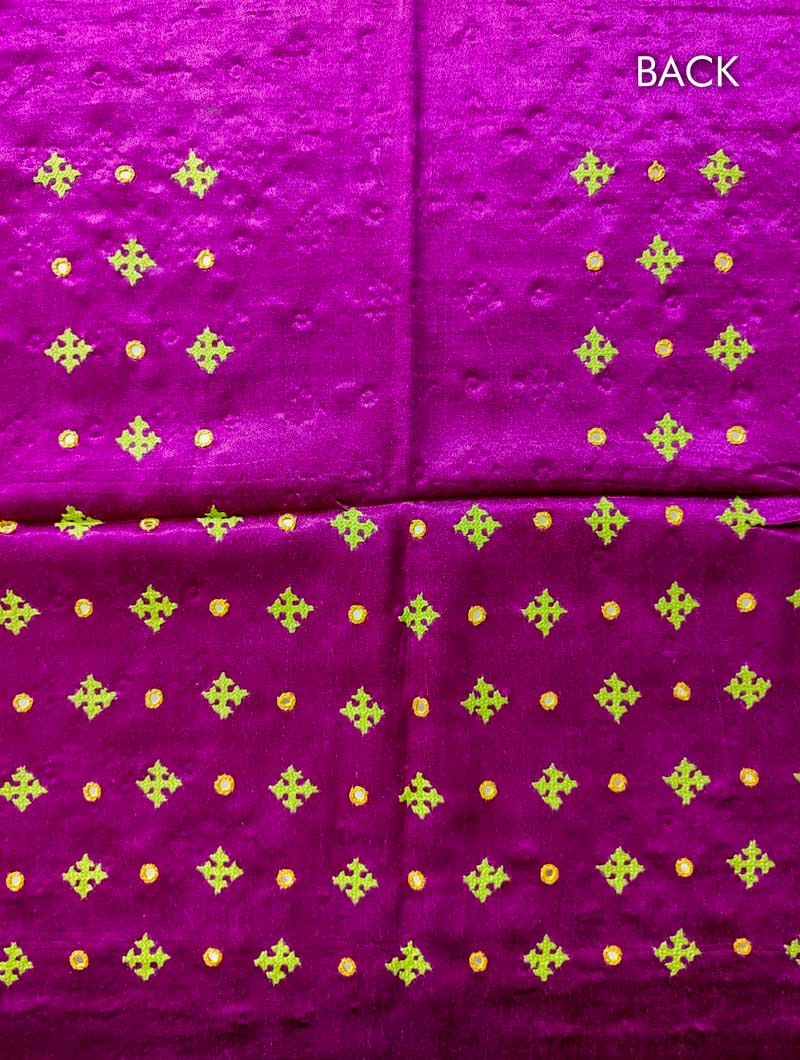 Magenta  Mashru Embroidered Blouse Fabric