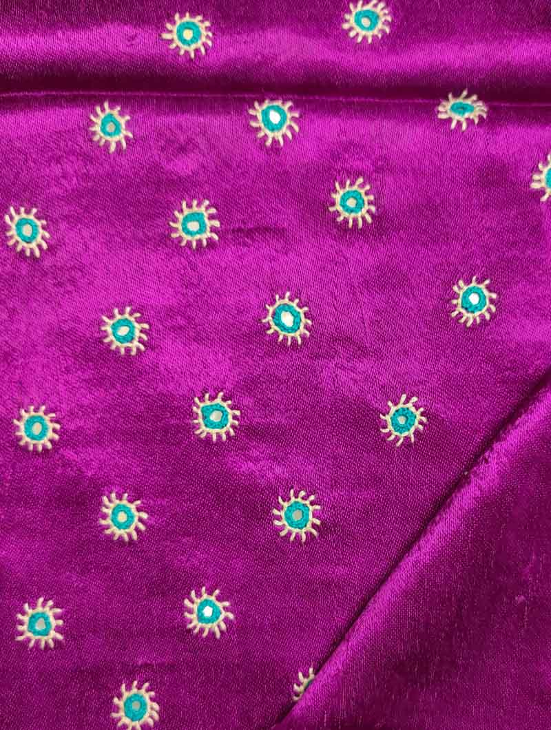 Magenta Mashru Embroidered Blouse Fabric