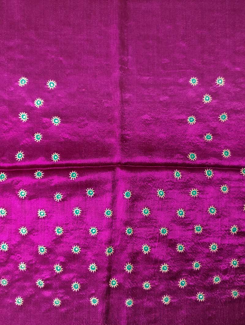 Magenta Mashru Embroidered Blouse Fabric