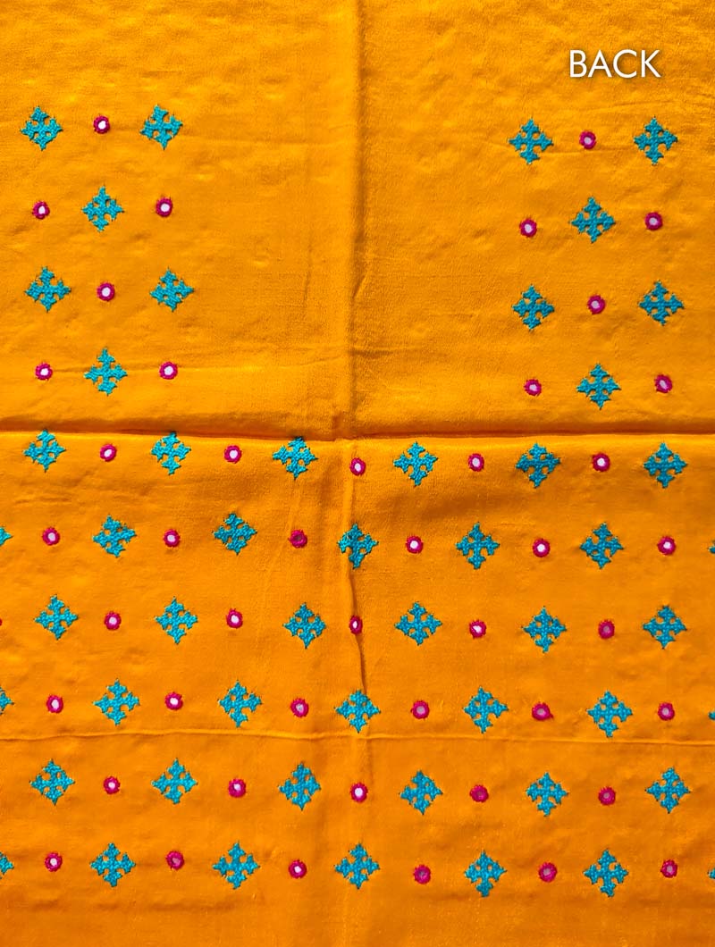 Yellow  Mashru Embroidered Blouse Fabric