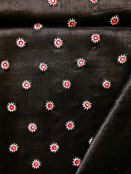 Black Mashru Embroidered Blouse Fabric