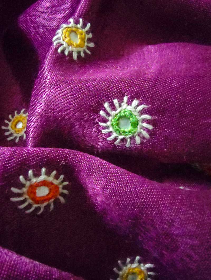 Wine Mashru Embroidered Blouse Fabric