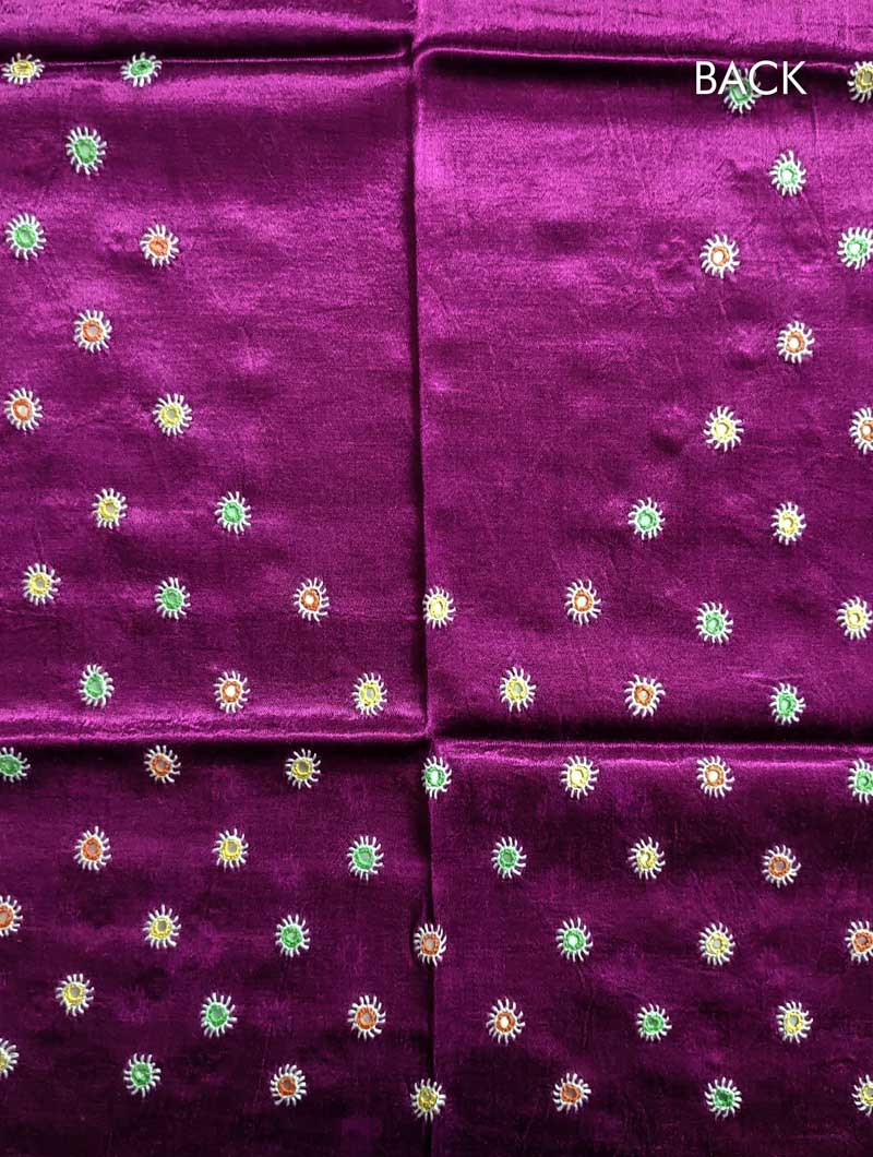 Wine Mashru Embroidered Blouse Fabric