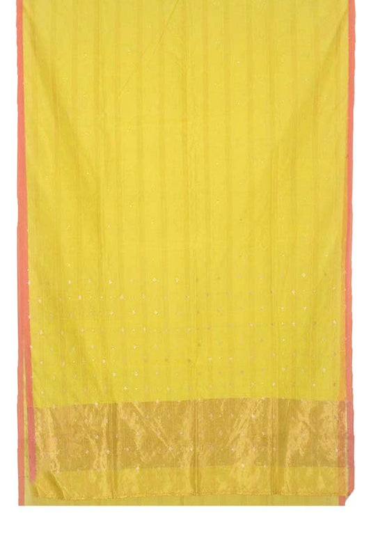 Chakor's Yellow Chanderi Silk Cotton Saree with zari embroidery. 