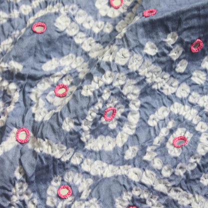 Off-white & Grey Kutch Bandhani Pure Cotton Unstitched Suit Set - 3 Piece | Mirror Work