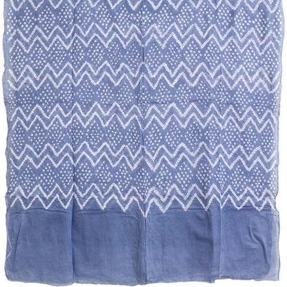 Off-white & Grey Kutch Bandhani Pure Cotton Unstitched Suit Set - 3 Piece | Mirror Work