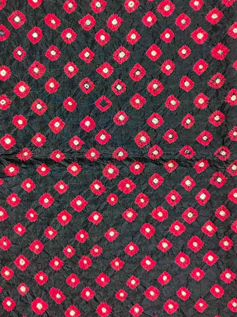 Black Bandhani Silk Blouse Fabric