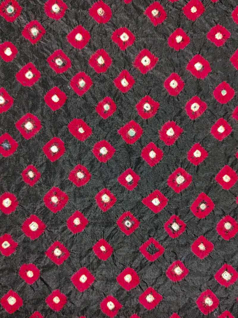 Black Bandhani Silk Blouse Fabric