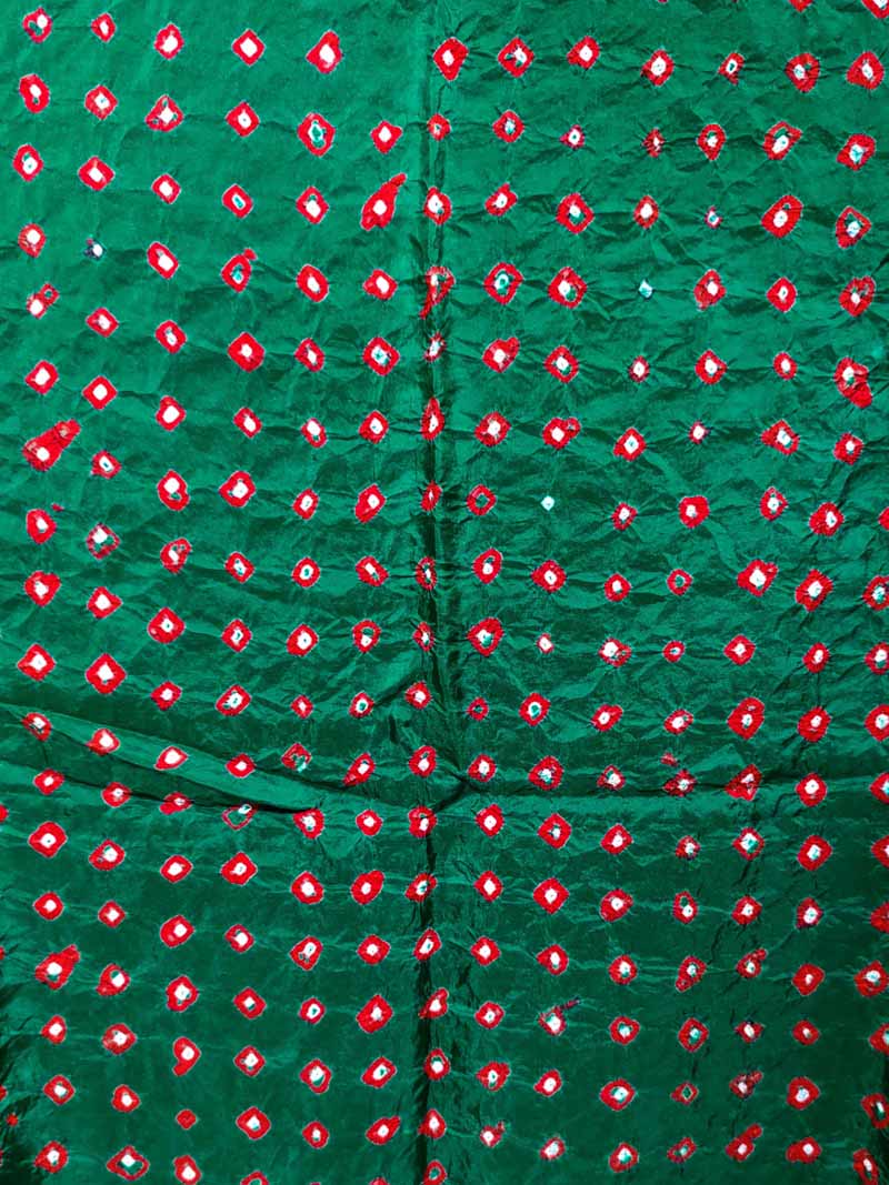 Green Bandhani Silk Blouse Fabric