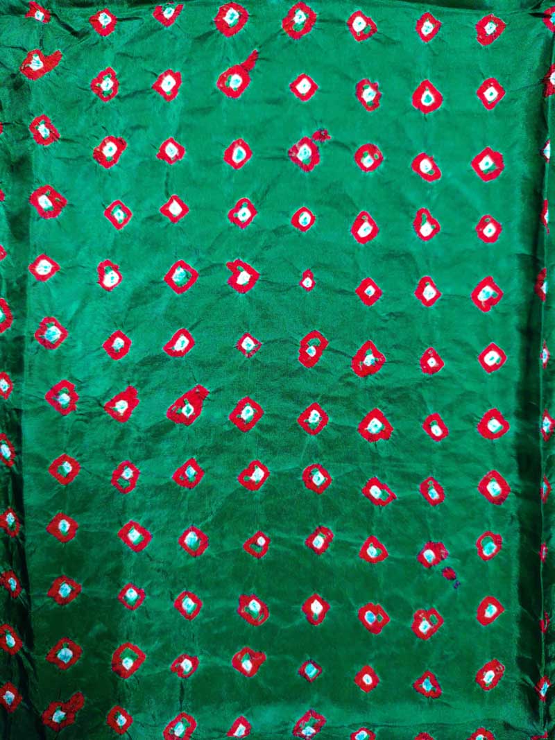 Green Bandhani Silk Blouse Fabric