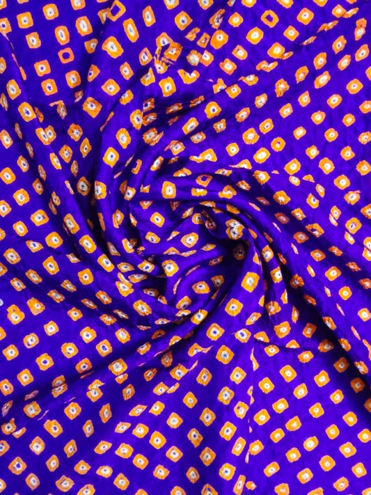 Purple Bandhani Silk Blouse Fabric
