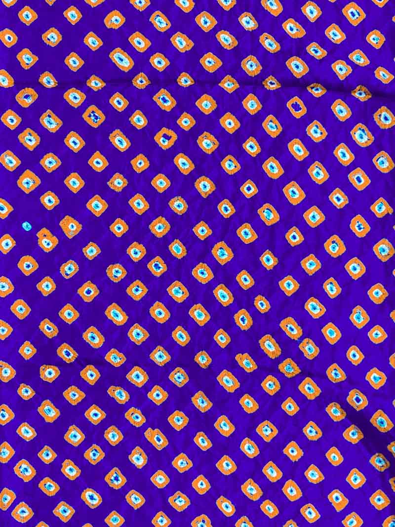 Purple Bandhani Silk Blouse Fabric