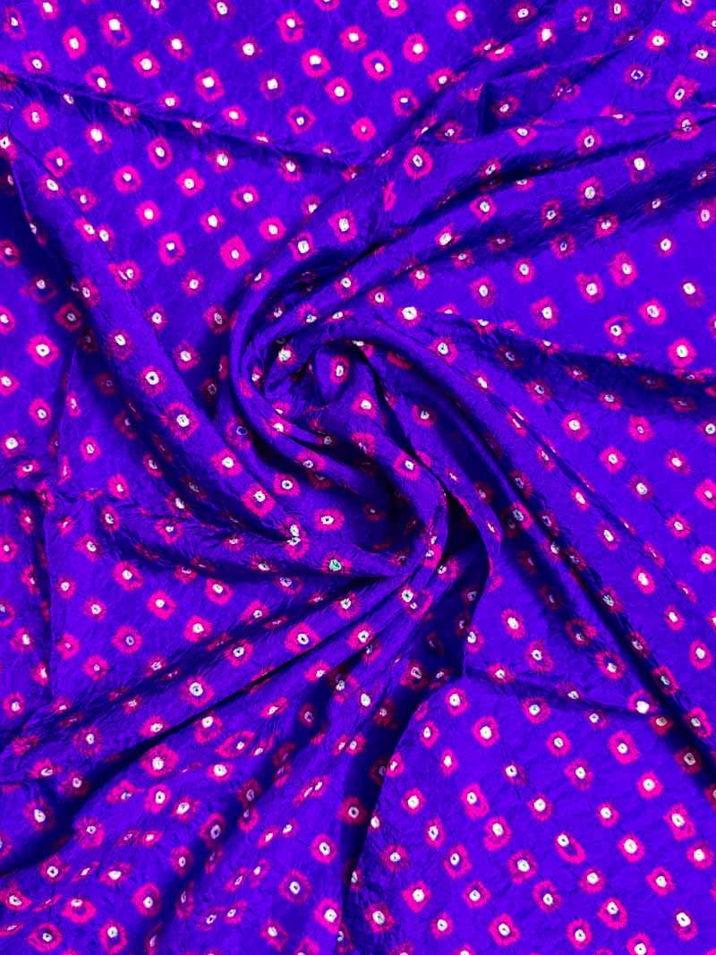 Purple Bandhani Silk Blouse Fabric