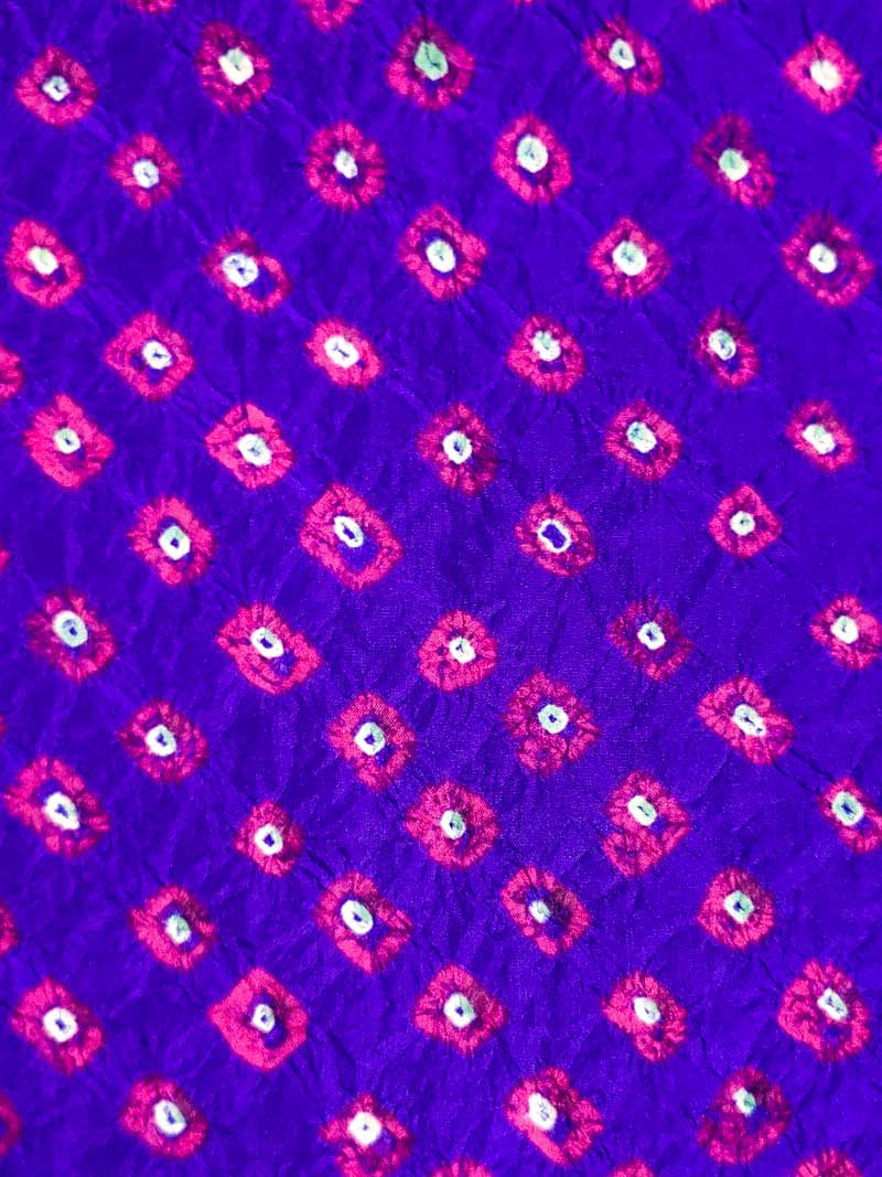 Purple Bandhani Silk Blouse Fabric