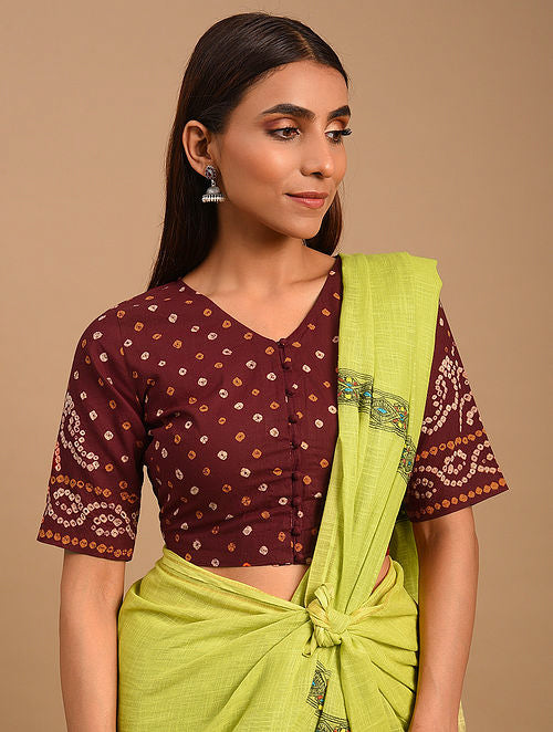 Maroon Bandhani Cotton Blouse