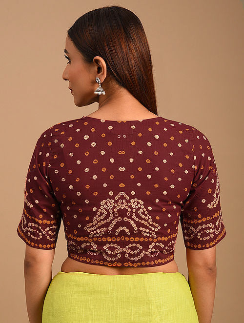 Maroon Bandhani Cotton Blouse