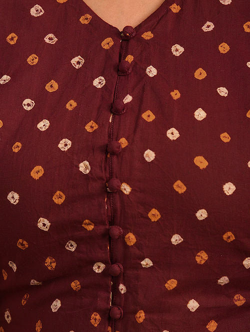 Maroon Bandhani Cotton Blouse