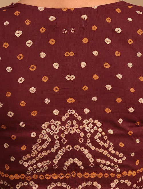 Maroon Bandhani Cotton Blouse